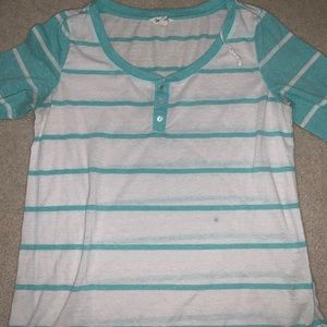White and Aqua striped shirt